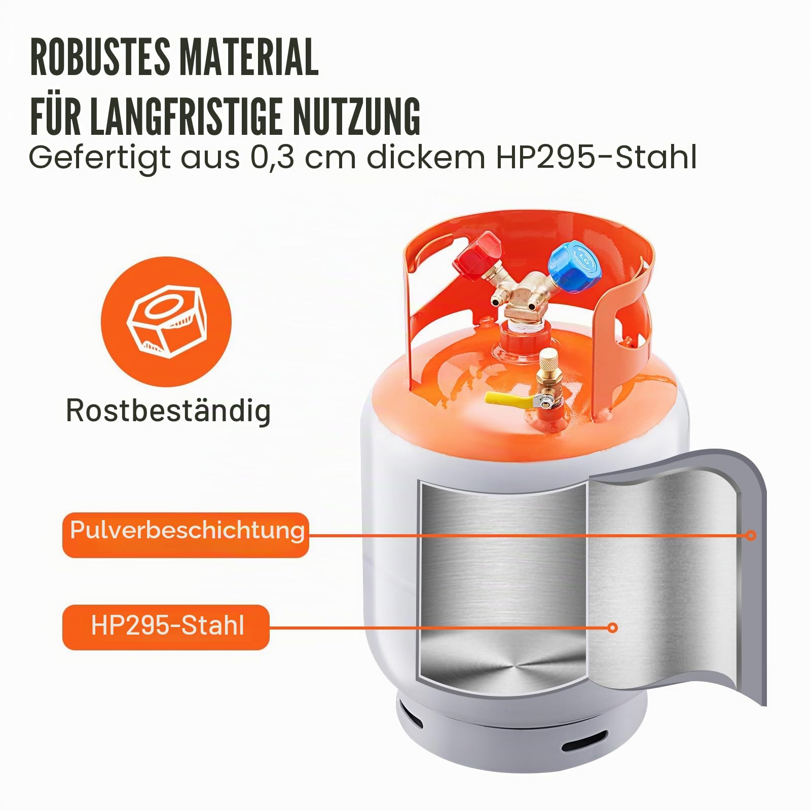 VEVOR Flasche zur Kältemittelrückgewinnung 22,7 kg, wiederverwendbarer Kältemittelzylinder 400 PSI, mit Y-Ventil für Flüssigkeit/Dampf, für Kältemittelgasspeicherung für R22/R134A/R410A