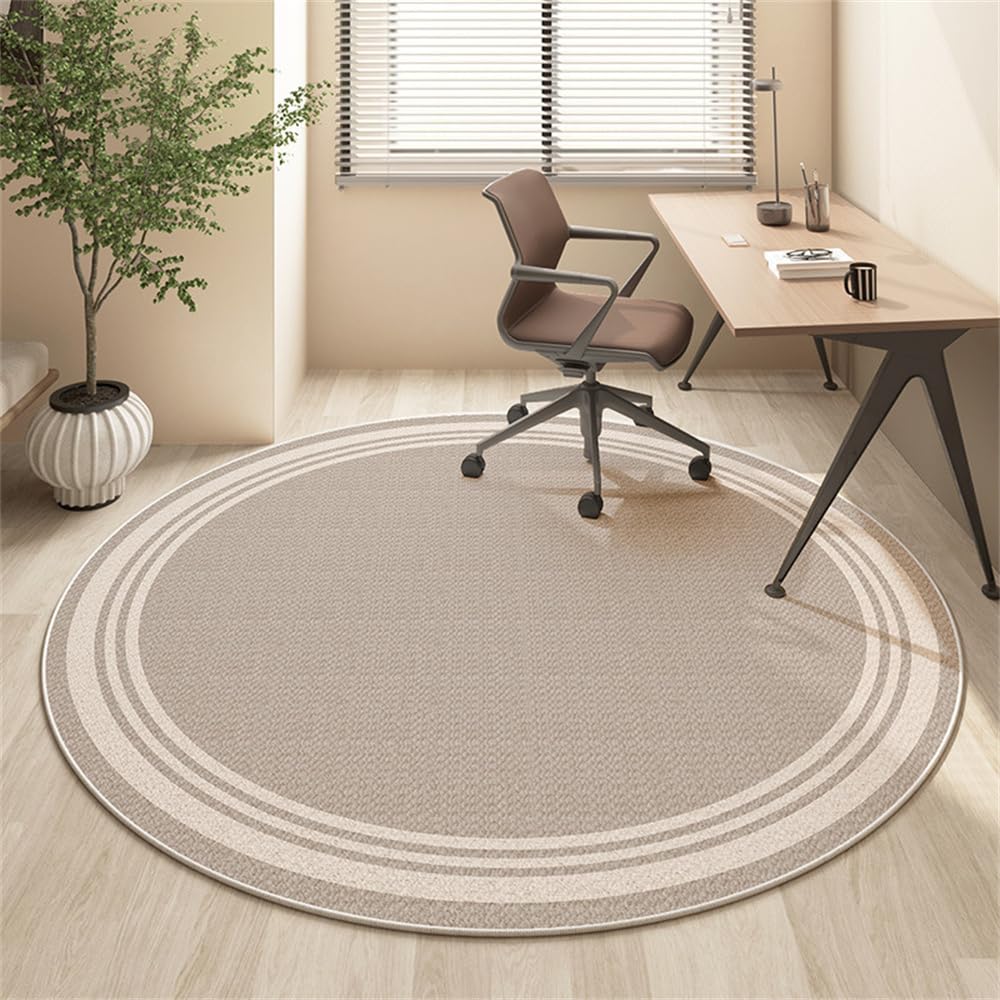 Runde Bürostuhlmatte im japanischen Stil für Teppich und Hartholzbodenschutz, rutschfeste Roll-Schreibtischunterlage für Gaming und Arbeit, Hellbraun, 80 cm Durchmesser