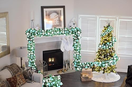 Miniatura 6 de Guirnalda de flores blancas artificiales de 41 pies, guirnalda de flores blancas para boda, guirnalda de flores artificiales para decoración de