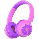 iClever BTH22 Kids Bluetooth Headphones, 60H Play Time, 74/85 dBA Safe Volume, Bluetooth 5.4, USB C, Over Ear Kids Headphones Wireless with Mic AUX Cord for iPad/Tablet/Travel/School, Magenta