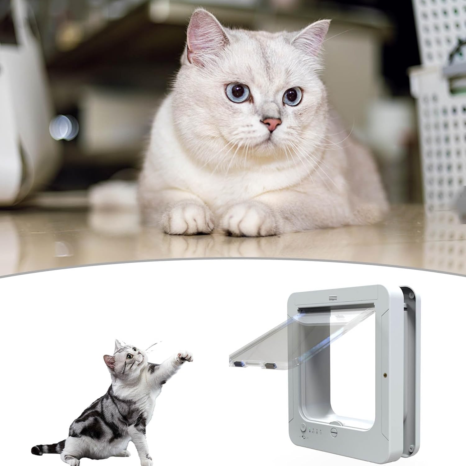 Frid Smart Cat Door with Detection for Indoor Outdoor Pets Continued Metal Pet Door Easy Installation Modern Design