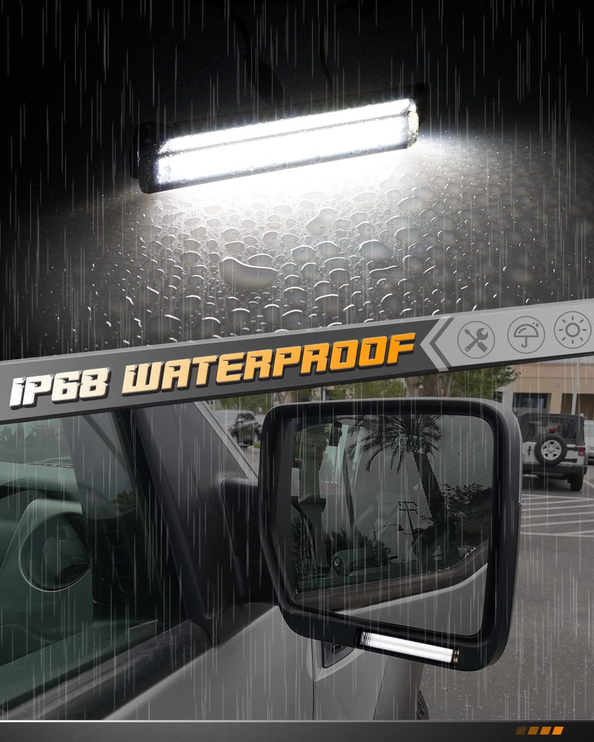 HERCOO Side Mirror Light Turn Signals Running Lights LED Sequential Switchback White & Dynamic Amber Lamp Smoked Lens Assembly Compatible with Ford F150 Expedition Raptor, Lincoln Mark LT