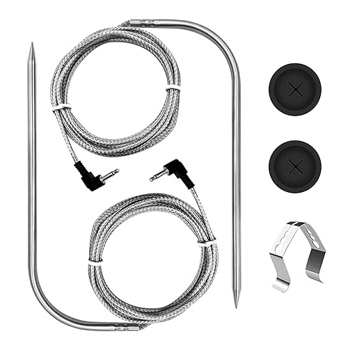 Paquete de 2 sondas de carne de repuesto para parrilla Char-Griller alimentada por gravedad 980 para parrilla de carbón, enchufe de 0.138 in, piezas