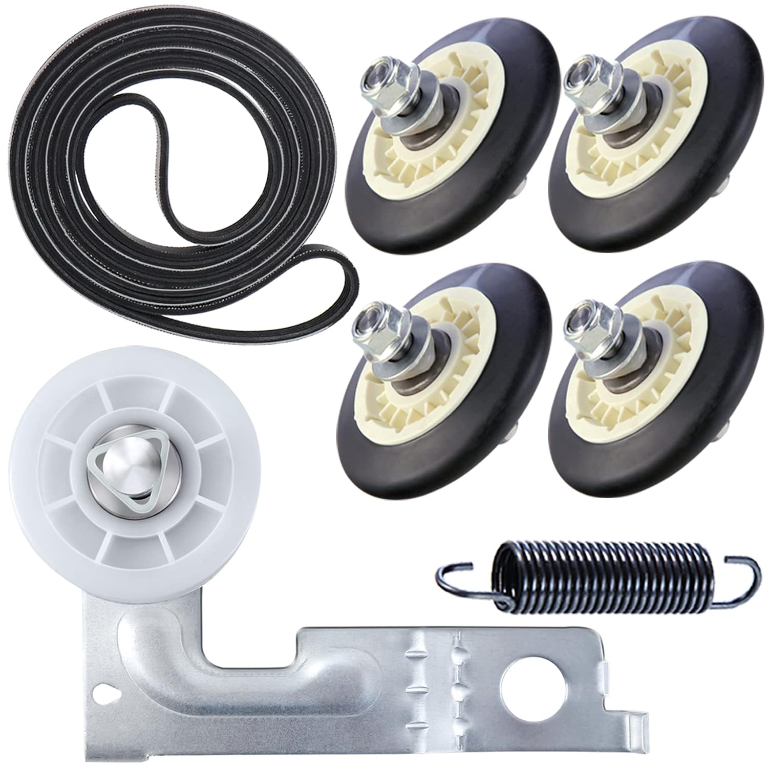 Upgraded Dryer Repair Kit Compatible with LG Kenmore Dryers Includes 4581EL2002C Dryer Drum Roller 4400EL2001A Dryer Belt 4561EL3002A Idler Pulley and Spring,Figures 6 and 7 are Fit Models