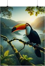 Toco Toucan Balancing in Brazilian Rainforest Branches - Made in USA Matte Poster