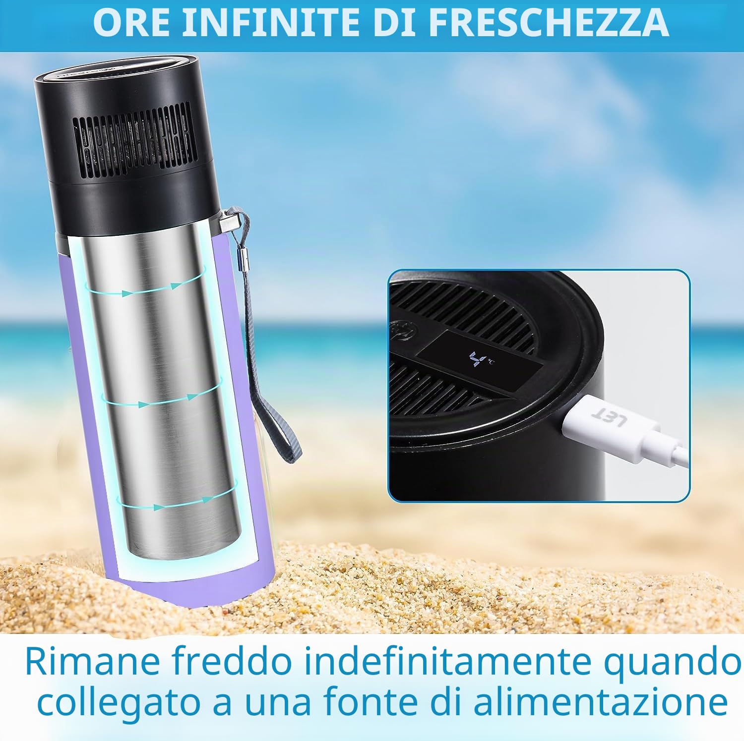 Porta Insulina da Viaggio Raffreddante Elettrico con Caricatore USB & Bio Gel by Tilcare - Ore Illimitate, Contenitore Riutilizzabile per Congelatore a Penna - Contiene fino a 6 Penne - Lavanda