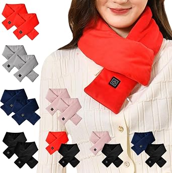 2 Pcs Heated Scarf for Women Men Electric Heating Neck Pad Rechargeable Heated Scarf Warm Winter ScarvesNo Battery