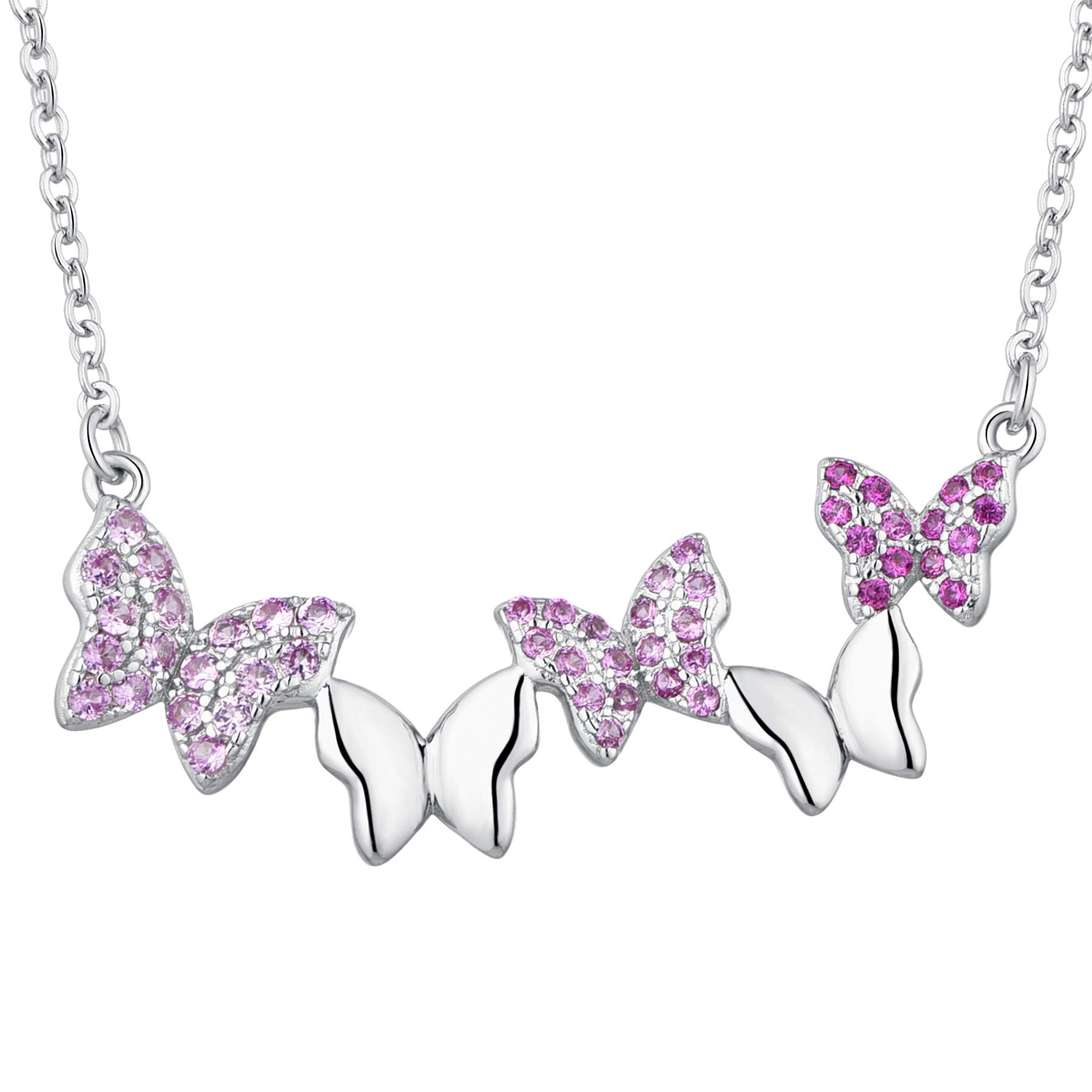 STARCHENIE 925 Sterling Silver Birthstone Butterfly Jewelry Women Crystal Animal Cute Butterflies Birthday Necklace