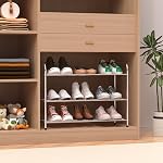 3 Rack de chaussures extensible Tier pour placard, plateau de chaussures en acier inoxydable, organisateur de chaussures de forte capacité de poids, facile à installer et à économiser Space Étagère debout avec cadre robuste(3 Niveau)