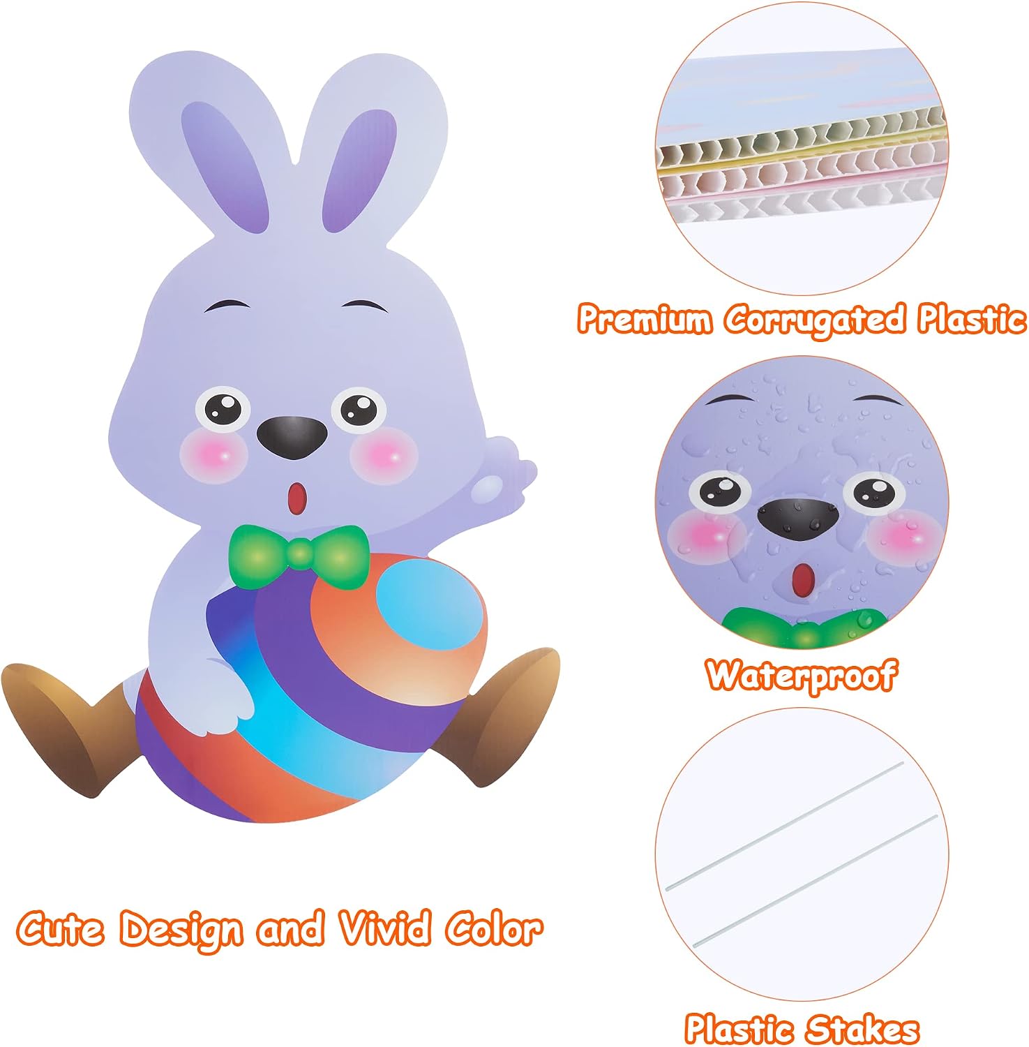 HOOJO 8 PCS Easter Yard Signs Decorations Outdoor, Waterproof Bunny, Chicks and Eggs Yard Stakes Sign, Easter Lawn Yard Decorations for Hunt Game, Party Supplies Decor, Easter Props