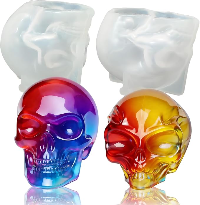 Silicone Skull Resin Molds Set, 3D Alien Skeleton Epoxy Resin Mold for Aromatherapy Candle Making, Skull Pendant, Halloween Decoration, Home Decor, Outdoor Art Crafts