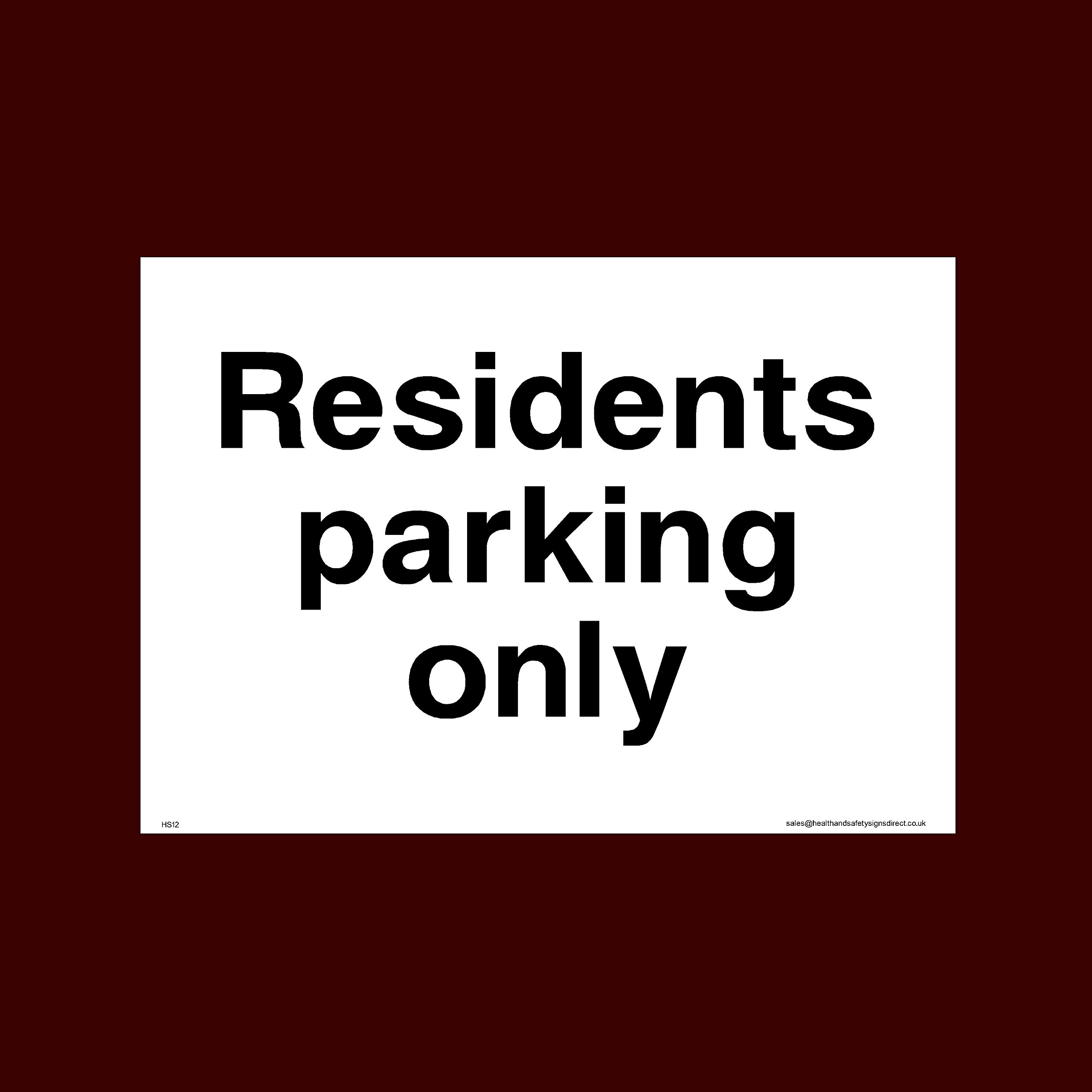 Ussp&S Residents Parking Only Plastic Sign With 4 Pre-Drilled Holes (Hs12) - Toilet, Water, Reception, Car Park, Slippery Floor