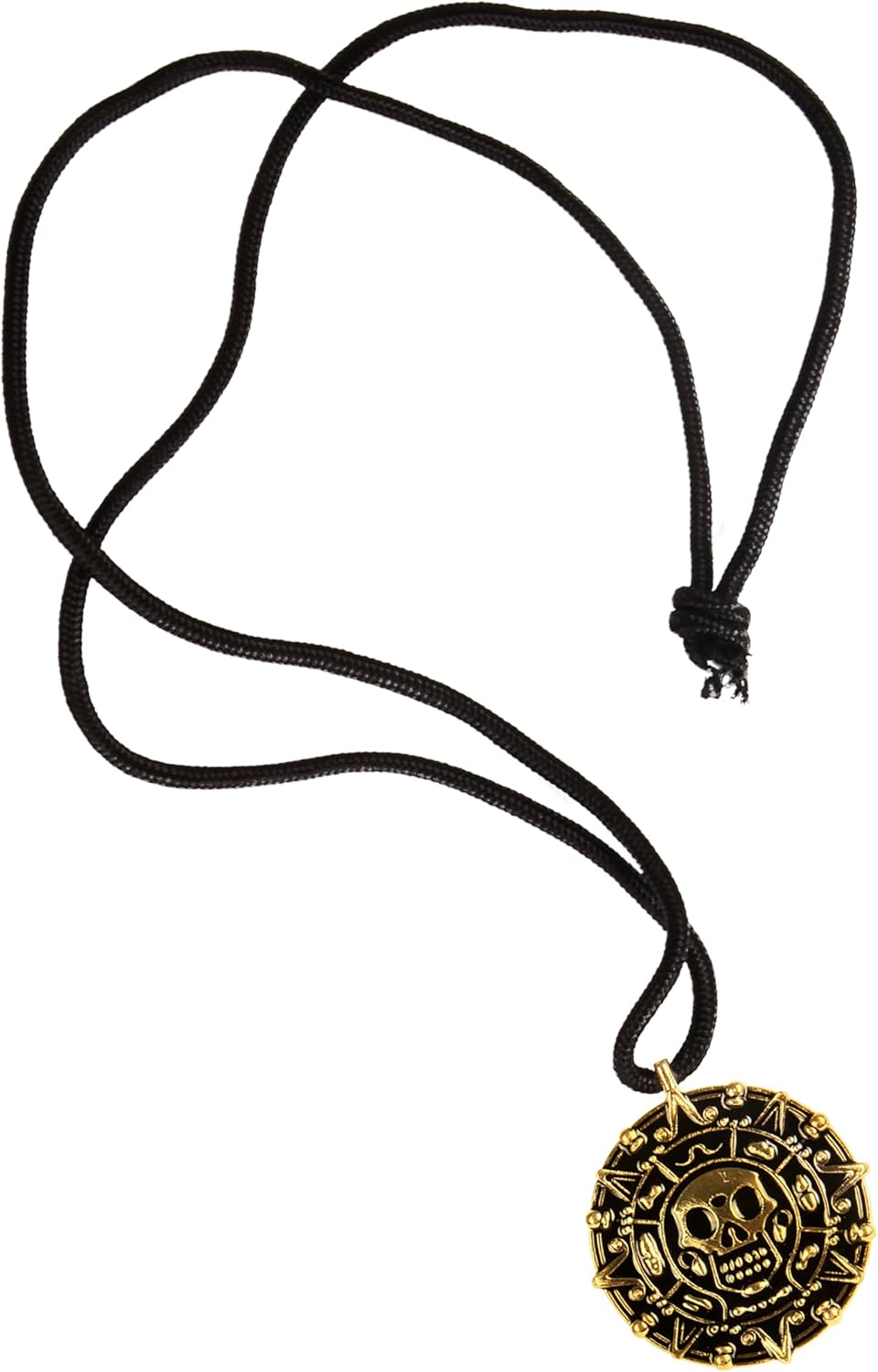 Giraffe Manufacturing Medallion Pirate Skull Necklace Pendant with Black Cord Gold Pirate Accessories Women, Pirates Cosplay Halloween Jewelry for Women & Men Easter Costume Parties & Gifts