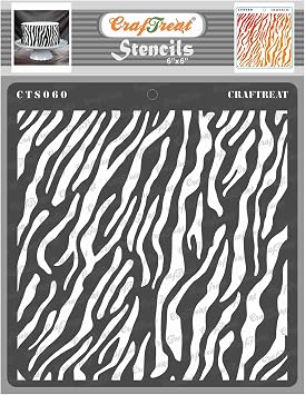 CrafTreat Reusable Zebra Print Stencil for Crafts Vintage - Zebra Skin - Size 6X6 Inches - Zebra Pattern Stencil for Furniture Painting - Animal Print Stencils for Painting on Fabric