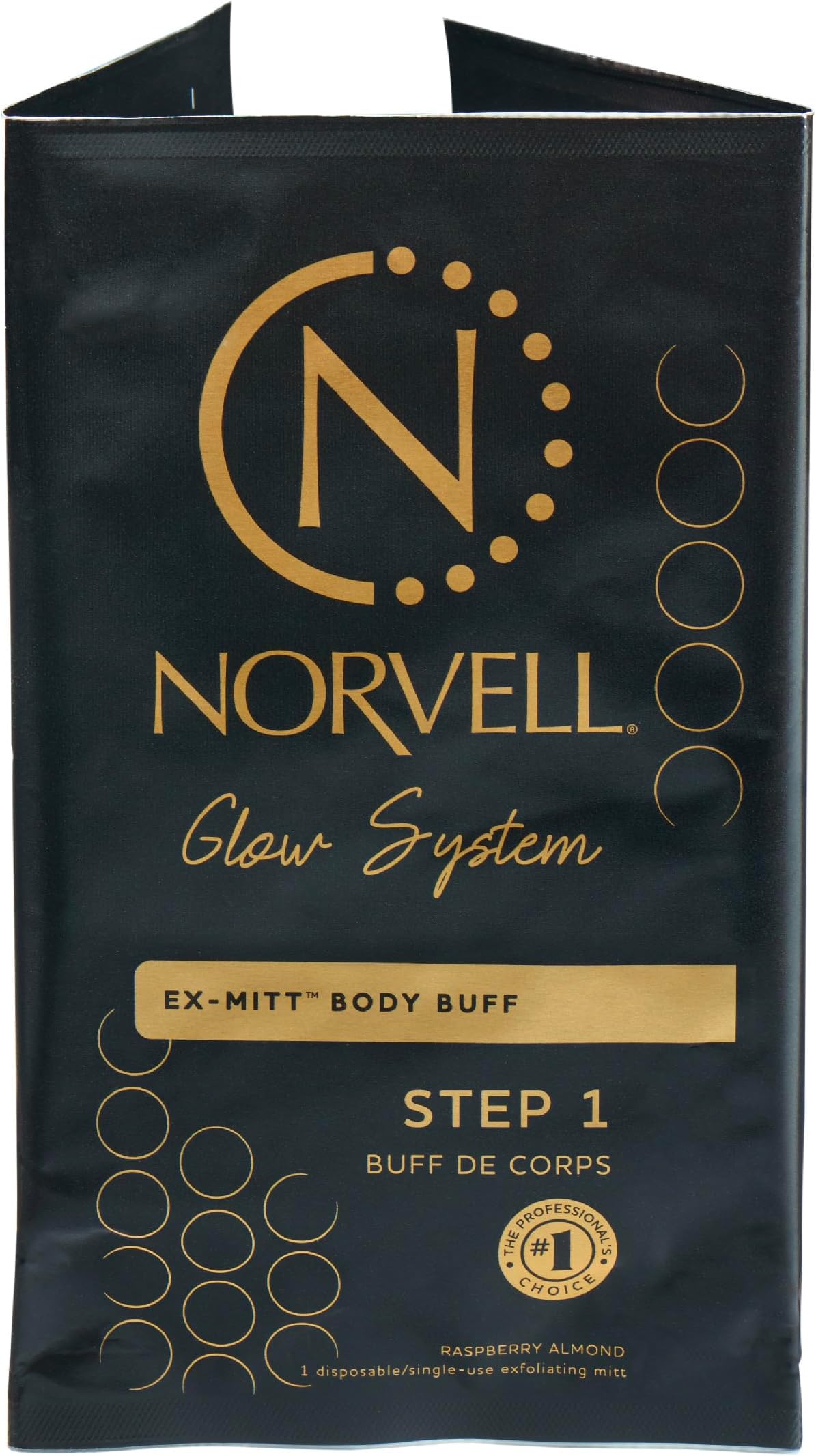 Norvell Pre Sunless Tan Body Buff eXmitt - Exfoliate, Prime and pH Balance, 1 Disposable/Single-Use Exfoliating Mitt for use before Self Tanner