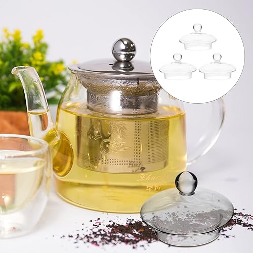 Miniatura 6 de Reemplazo de la tapa de la tetera de vidrio: Tapa de tetera de vidrio, cubierta de hervidor de agua, hojas sueltas que florecen para tetera tapas