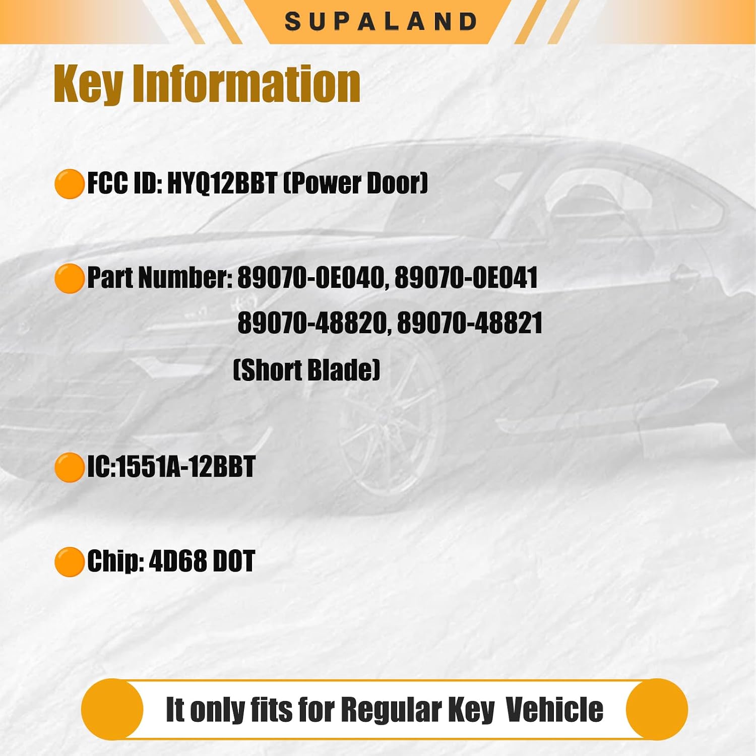 SUPALAND Key Fob Replacement Fits for Lexus RX330 RX350 RX400H RX450H 2004-2010 HYQ12BBT Keyless Entry Remote Control IC:1551A-12BBT (Set of 2)