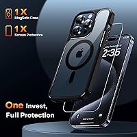 Vista 208 de TAURI Funda magnética 2 en 1 transparente para iPhone 14 Pro, compatible con Magsafe [no amarillenta] con protector de pantalla, protección de grado