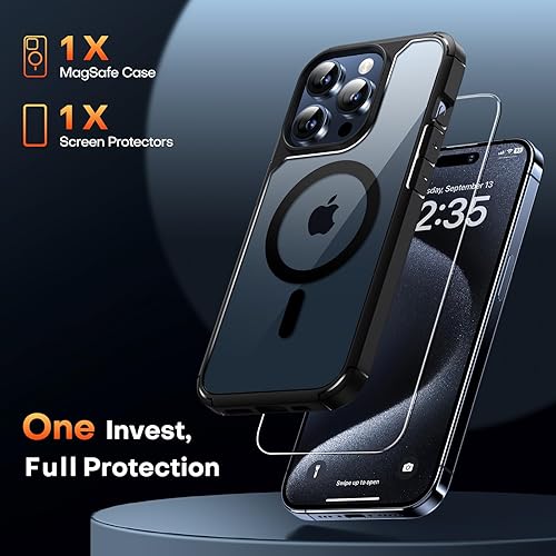 Miniatura 234 de TAURI Funda 3 en 1 para iPhone 13 Pro, [no amarilla] con 2 protectores de pantalla, funda delgada a prueba de golpes para iPhone 13 Pro, color negro