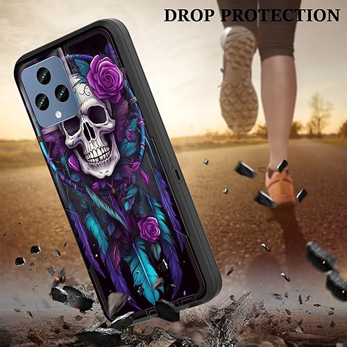 Miniatura 6 de BFUKVOU Funda para Revvl 6 5G, híbrida de doble capa (tapa a prueba de polvo) (montaje magnético para automóvil), protección contra caídas a prueba