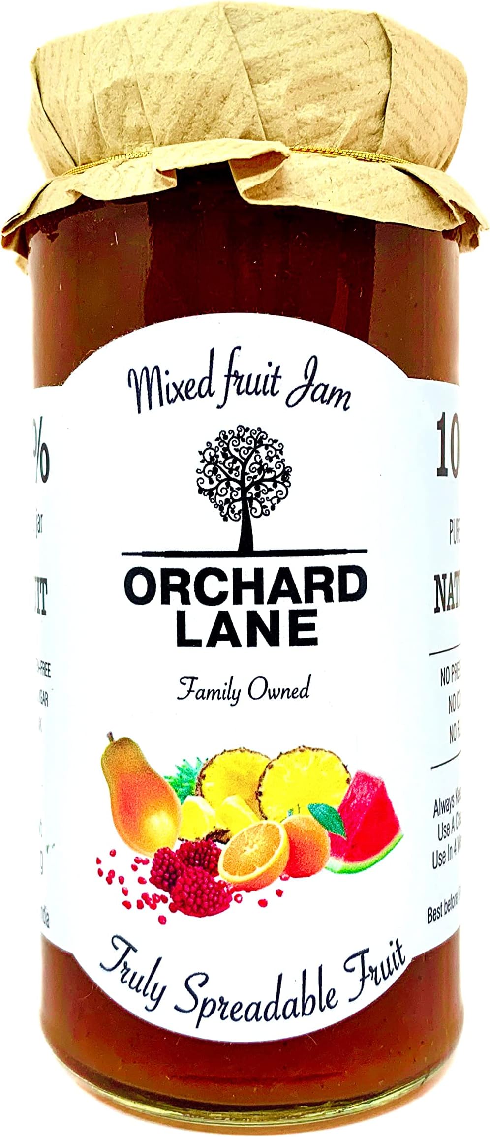 - Orchard Lane Highest Fruit content MIXED FRUIT JAM - Rich in Calcium, Iron and Magnesium - Low Sugar | No Preservatives | For family and kids | Made with 7 different fruits | Glass bottle no plastic