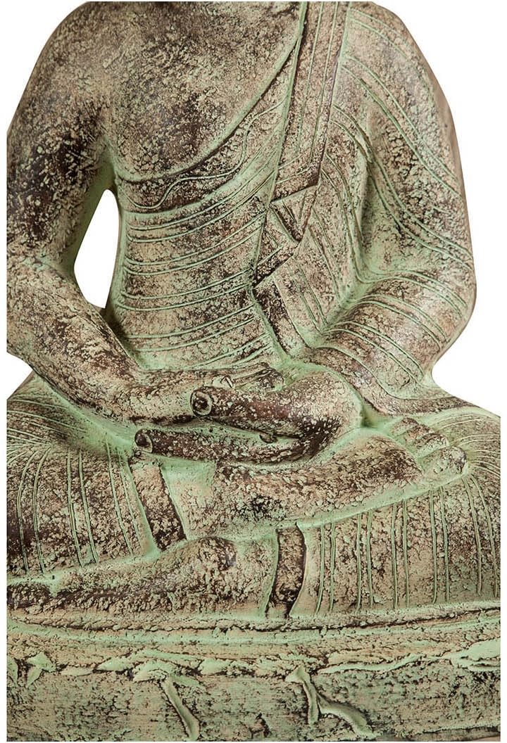 Biscottini Statua buddha 48X36X68 cm - Buddha statua in resina - Buddah da arredo color oro anticato - Statua buddha grande arredo interno ed esterno