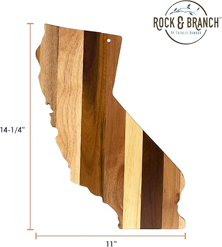 Miniatura 6 de Totally Bamboo Serie Rock & Branch de tablas de madera con diseño de paneles superpuestos del estado de California para cortar y servir  Ideal para