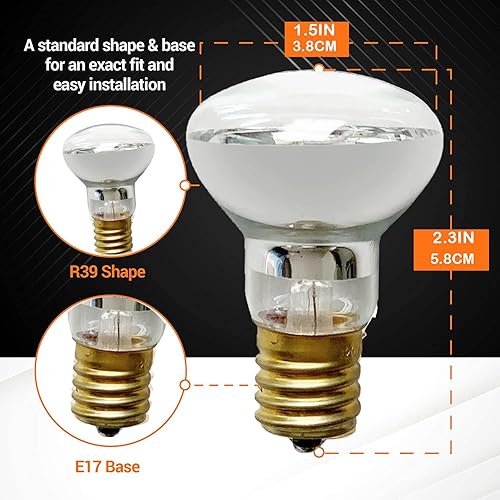 Miniatura 2 de Bombillas de repuesto para lámparas de lava, bombilla de repuesto E17, lámpara de lava, lámparas con purpurina, bombillas R39 E17 de 40 W, 110 V-130