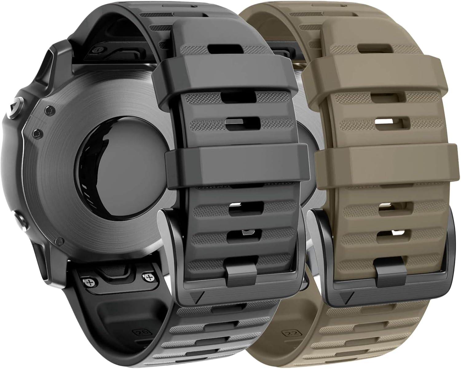 ANCOOL Compatible with Fenix 6X/7X Band 26mm Quickfit Soft Silicone Watch Band Replacement for Fenix 5X/Fenix 8 51mm/Fenix 5X Plus/Fenix 3/Fenix 6X Pro/Descent Descent MK2i Smartwatches (Black+Brown)