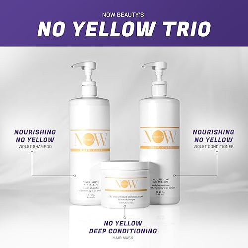 Miniatura 7 de NOW BEAUTY Champú nutritivo sin violeta amarillo, champú morado para cabello rubio tratado con color, elimina el cobrizo, hidrata, vegano, color