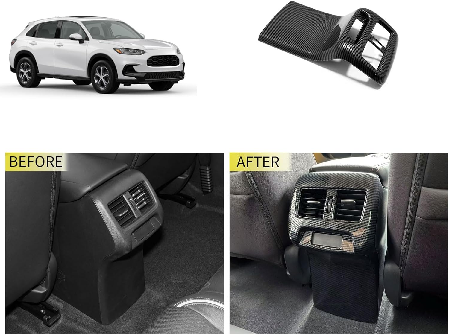 Rear Air Vent Panel Cover Trim Compatible with Honda New HRV HR-V 2026 2025 2024 2023 Rear Anti-Kick Panel Molding Interior Car Accessories ABS 1PC(Carbon Fiber Style)