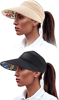 2 Pieces Sun Visor Hats UV Protection Caps Summer Wide Brim Beach Hat for Women