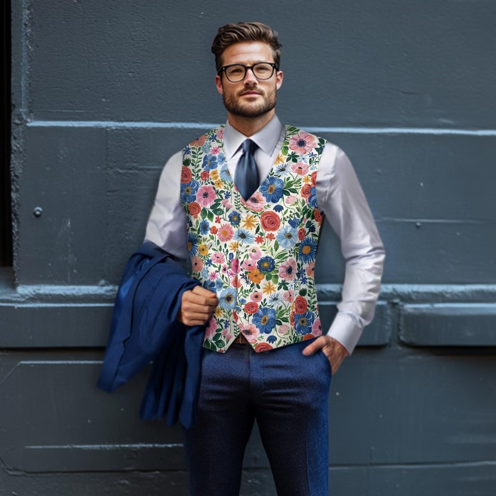 Biyejit Chaleco de camuflaje para hombre, chaleco formal con botón, cuello en V, para negocios, fiesta de esmoquin S-4XL