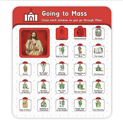 Miniatura 4 de Needzo Tabla de ventana de ir a misa para niños católicos, escuela bíblica de vacaciones, iglesia dominical cristiana, 8 x 9 pulgadas