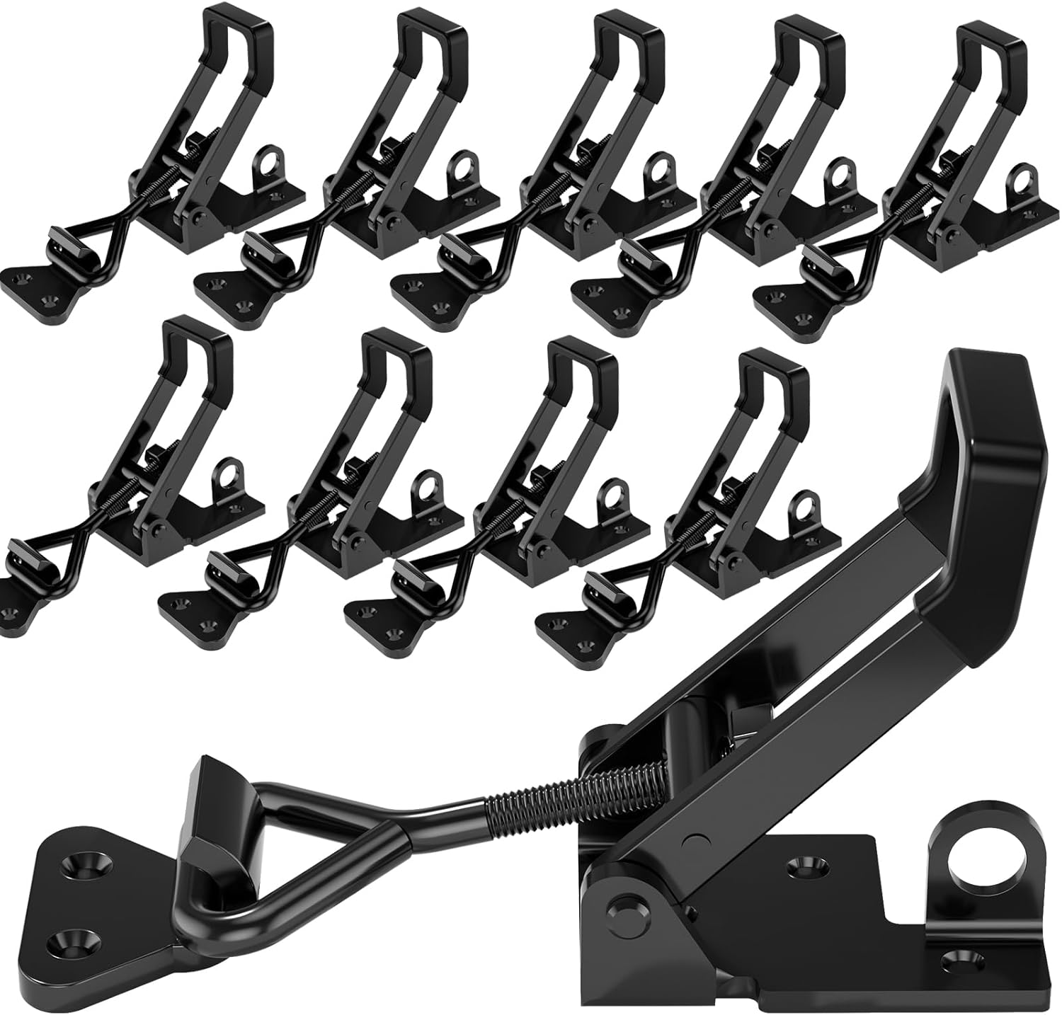 10Pack Heavy Duty Toggle Clamp Latch,4003 Style 1320lbs Capacity Pull Clamp Black Adjustable Quick Release Hasp Clamps for Smoker Cabinet Boxes Case Trunk Jig,Metal Toggle Latch Catch Set