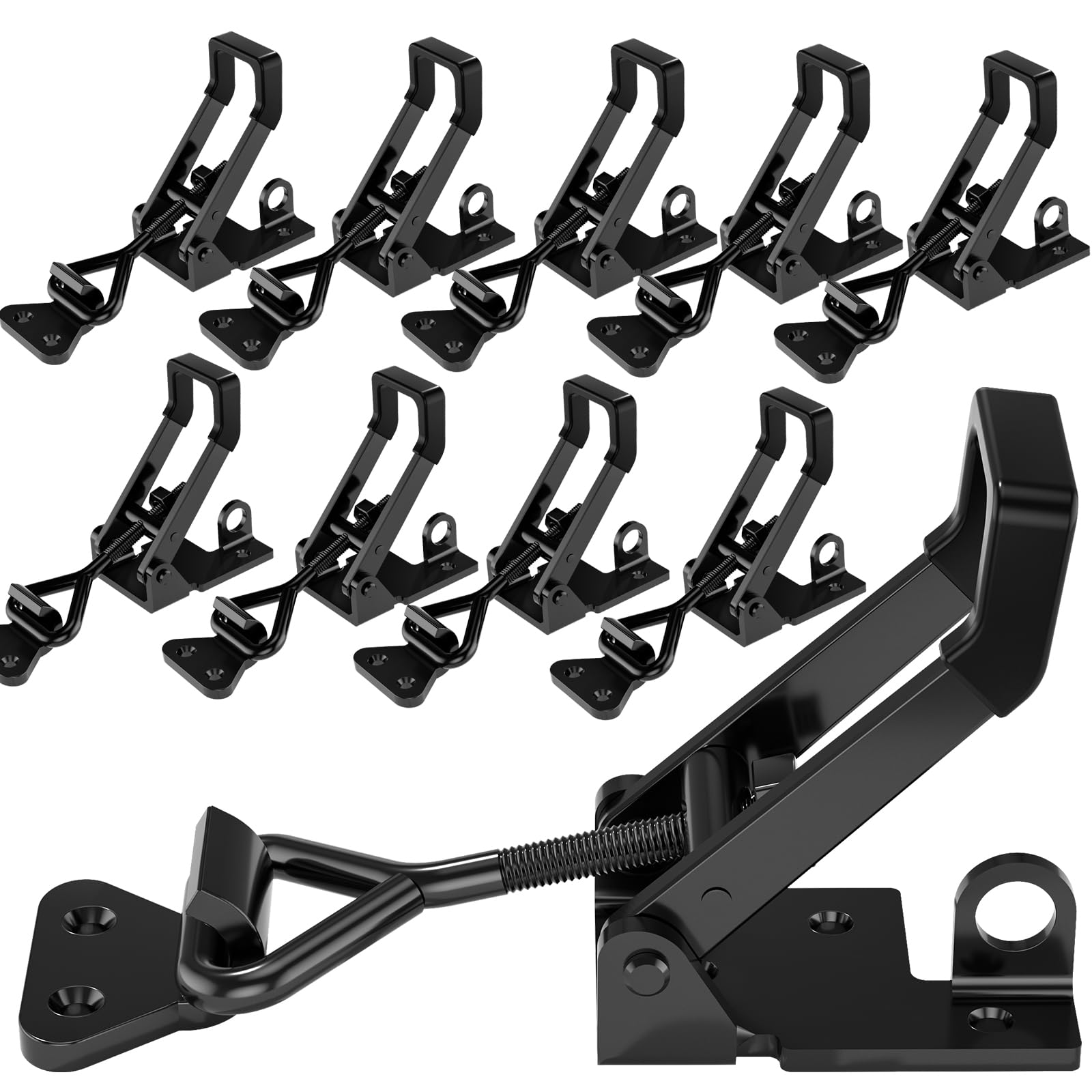 10Pack Heavy Duty Toggle Clamp Latch,4003 Style 1320lbs Capacity Pull Clamp Black Adjustable Quick Release Hasp Clamps for Smoker Cabinet Boxes Case Trunk Jig,Metal Toggle Latch Catch Set