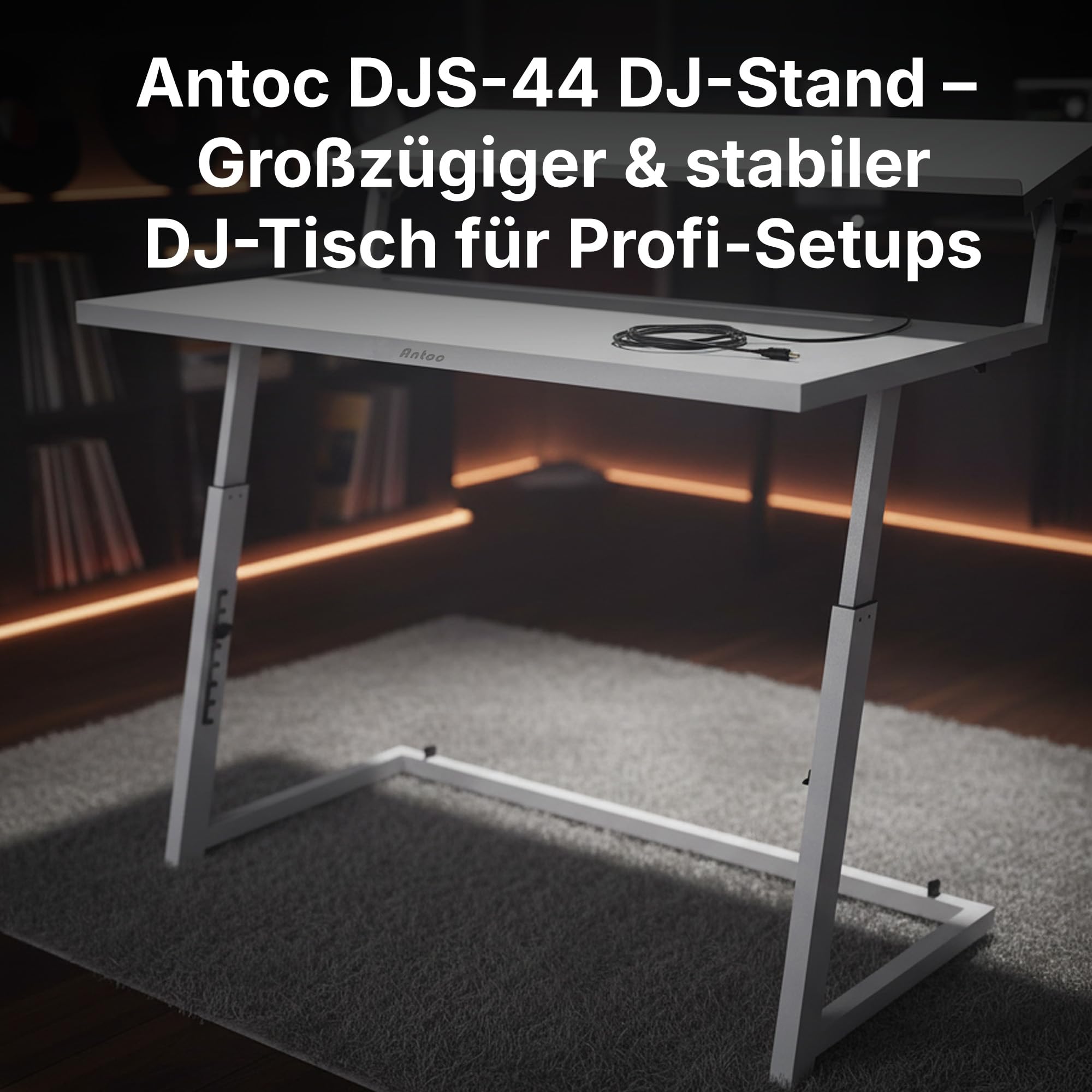 Antoc DJ-Stand DJS-44 - White - DJ Pult mit großer Laptopablage