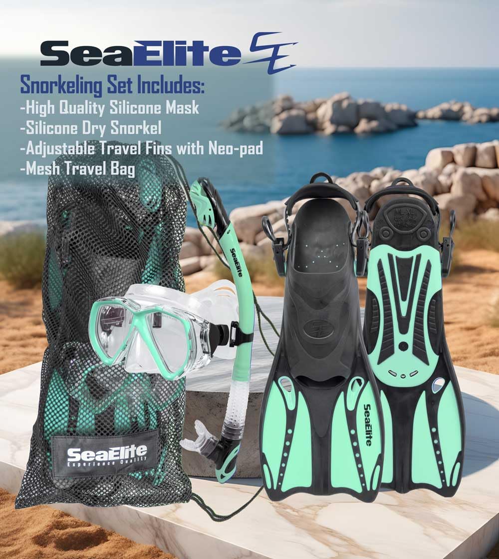 Sea Elite Snorkeling Set (Mint, Large/X-Large)