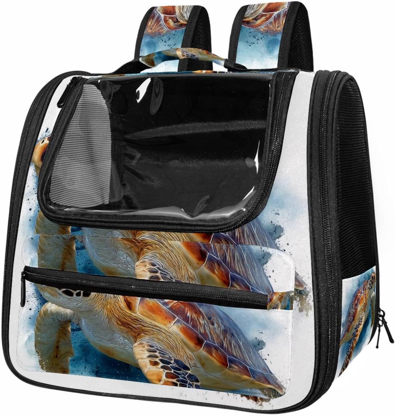 Portable Travel pet Backpack Carrier Hamster Bag Small Dog cat Carrier Breathable Hang Bag, Sea Turtle Starfish