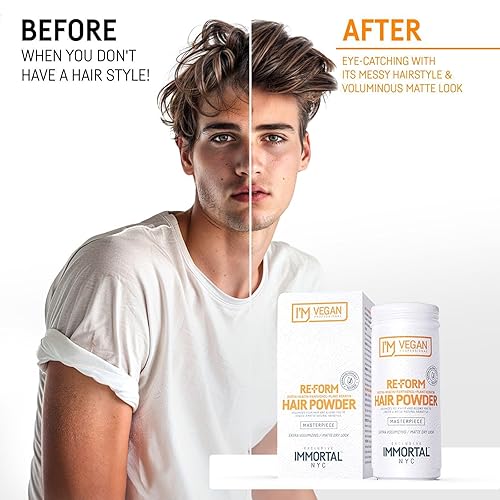 Miniatura 5 de Immortal NYC Re-Form - Polvo para el cabello  Polvo mate voluminizador vegano para cabello y barba, biotina, pantenol y queratina vegetal, volumen