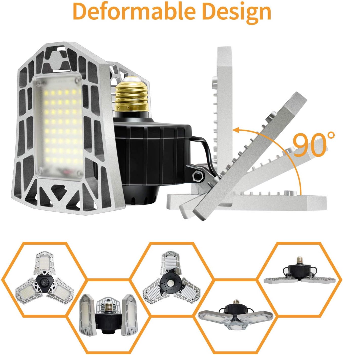 Hot Deals LED Garage Lights Motion Activated, 80W Deformable LED Garage Lights 8000LM LED Shop Lights, LED Garage Light, Motion Sensor Garage Lights with 3 Adjustable Panels