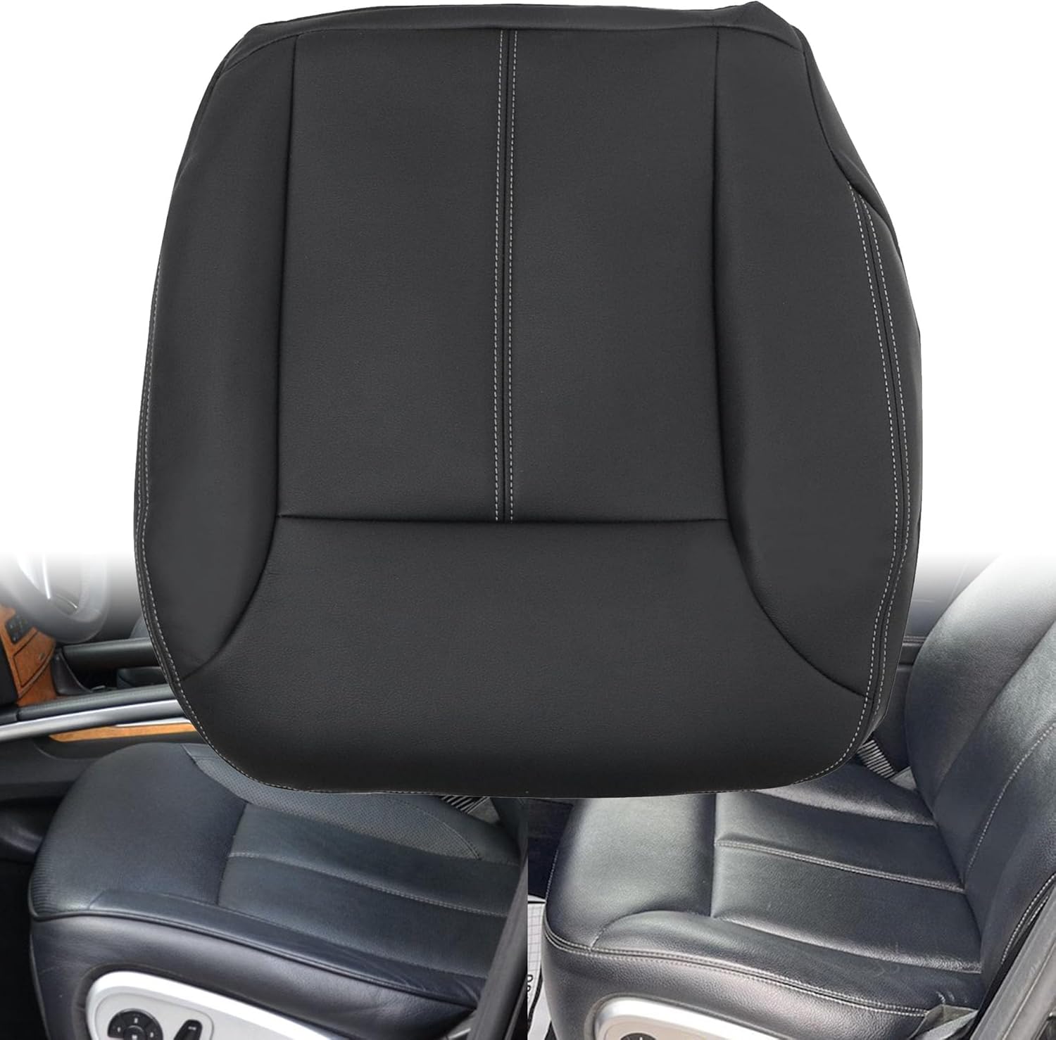 GXARTS Driver Side Bottom Replacement Leather Seat Cover Black Compatible with Mercedes Benz GL320 GL350 GL450 GL500 GL550 2007 2008 2009 2010 2011 2012
