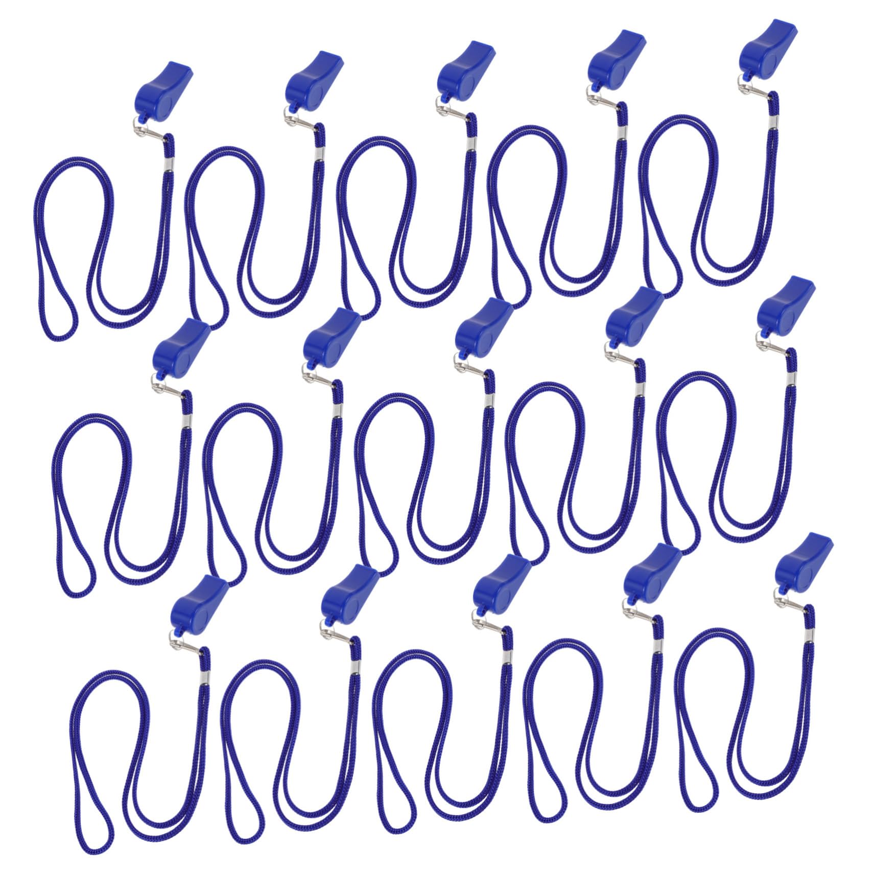 36 Piezas Silbatos Plásticos con Cordón Azul Silbato de Emergencia para Sonido Fuerte para Árbitros de Fútbol Deportes Campamento y Actividades