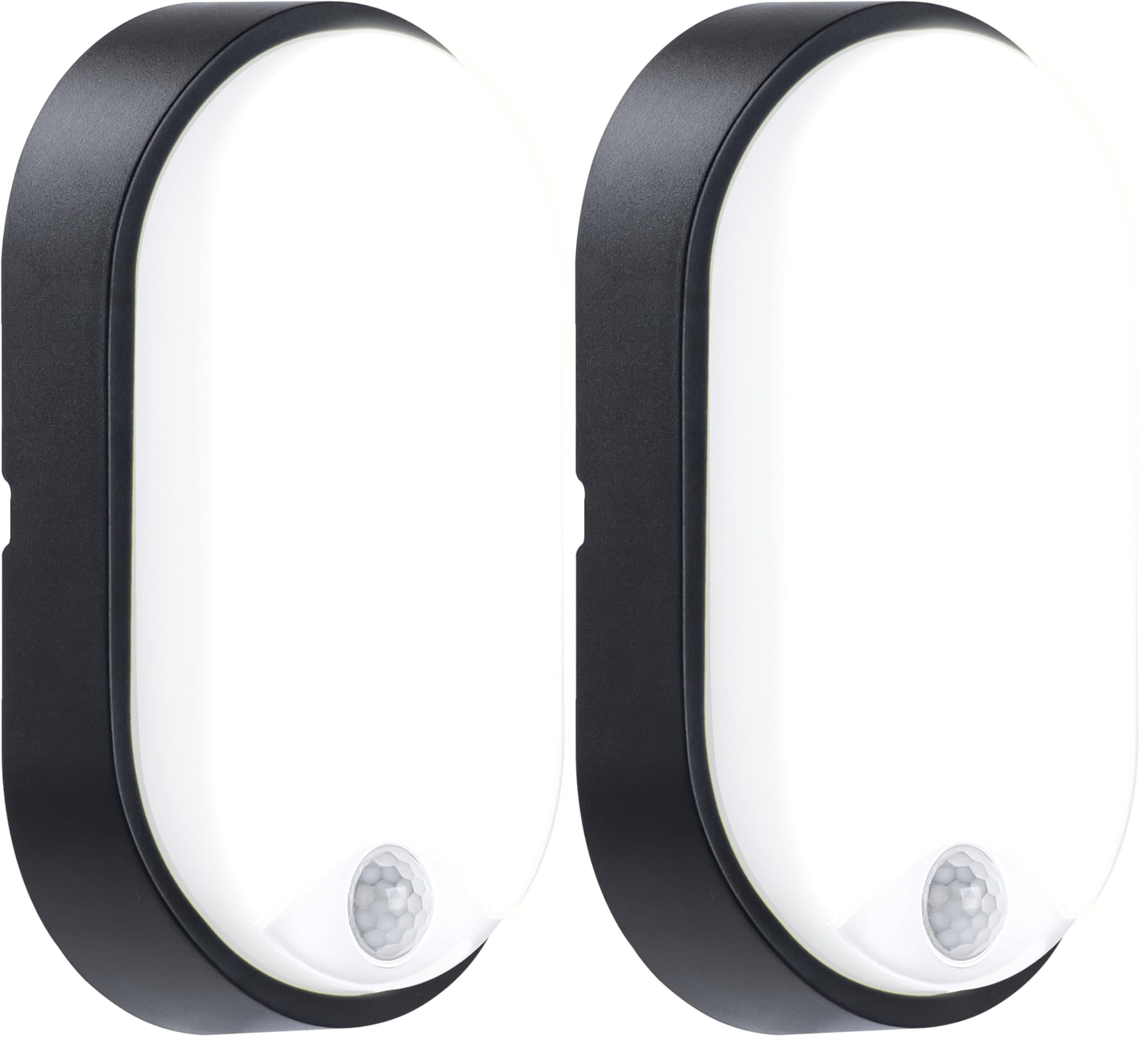 Éclairage Extérieur Décoratif LED Ovale IP54 Noir avec Capteur PIR Luceco EBEO10P40