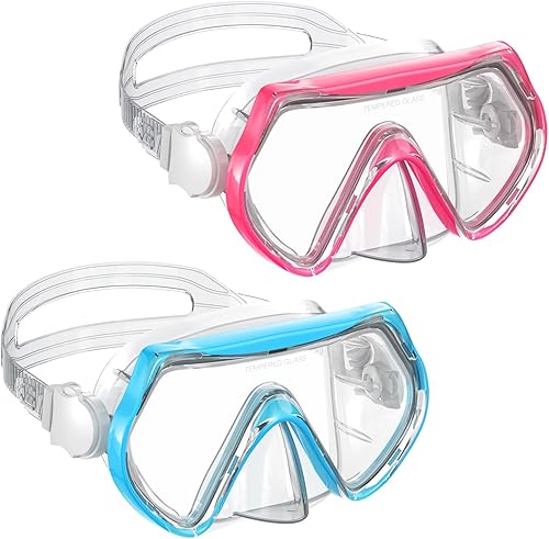 Miniatura 8 de Gafas de natación para niños, máscara de buceo con cubierta de nariz para jóvenes de 6 a 14 años, vista panorámica de vidrio templado