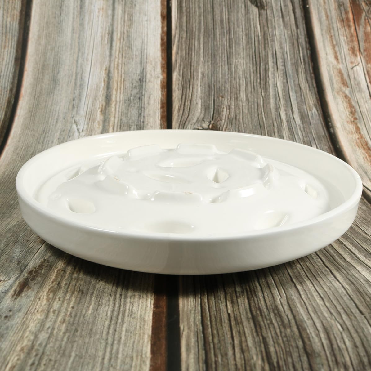 Gamelle en Céramique pour Chat à Alimentation Lente, Blanche | Forme Labyrinthe, Usage Repas pour Chat et Chien, Lavage Facile, Anti-chocs, Style Ludique