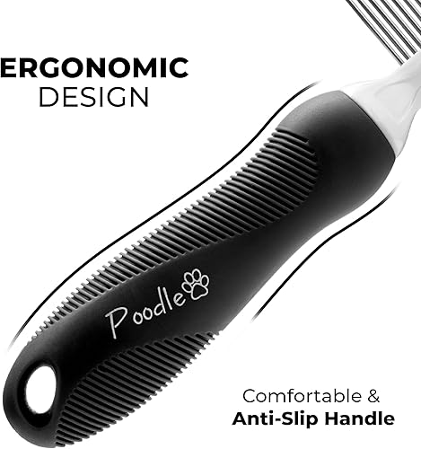 Miniatura 37 de Poodle - Cepillo de peine para rastrillo de piel desnatante para perros y gatos, cuchillas de seguridad de acero largas de 2.5 pulgadas, peine