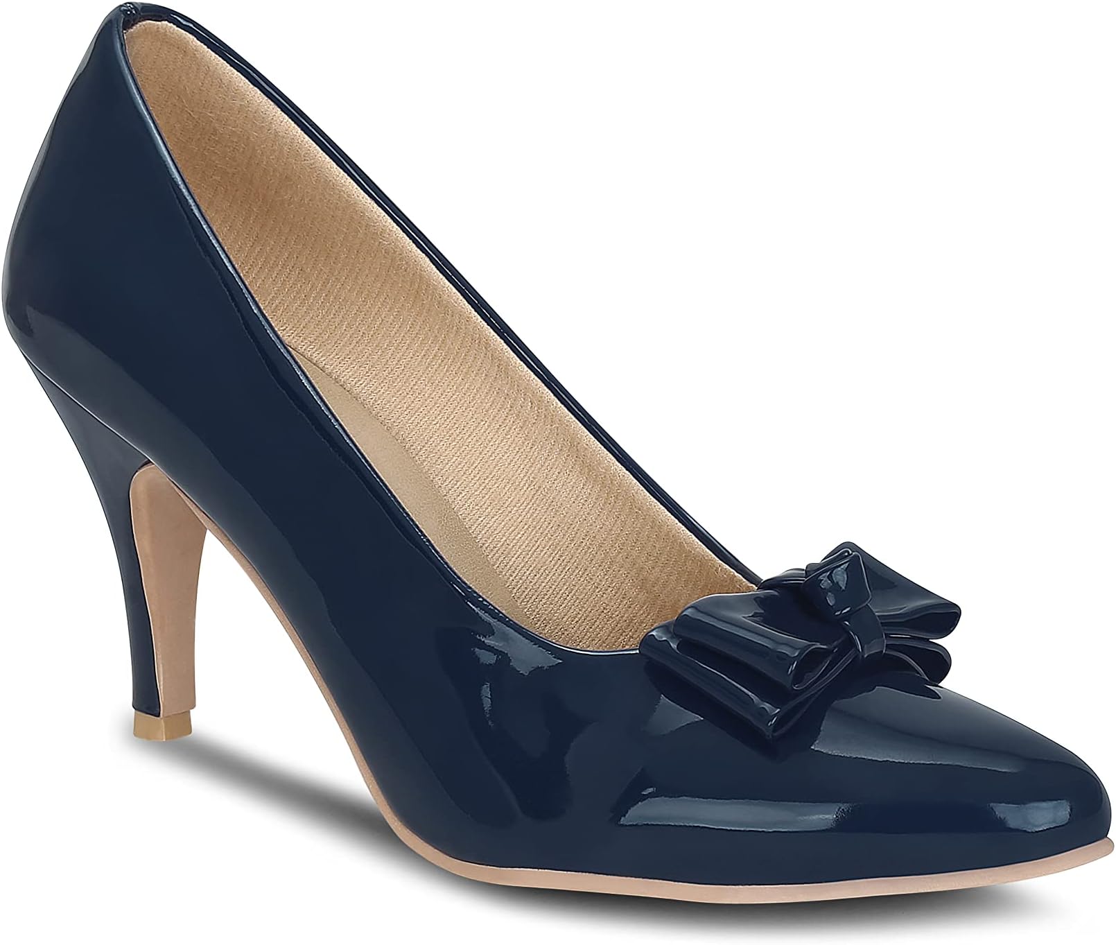 Women's Solid Closed Back Casual Pumps|Faux Leather| Classic Work Pumps| Semi-Pointed Toe| Smart Causals| Heel Pumps | Stiletto Pumps | Office, Party and Formal Occasions