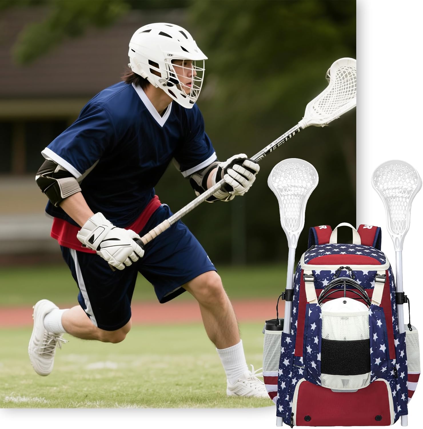 Lacrosse Bag 65L, Extra Large Lacrosse Gear Backpack with Multi-Pocket Design, Helmet Holder & Ventilated Shoe Compartment - Image 8