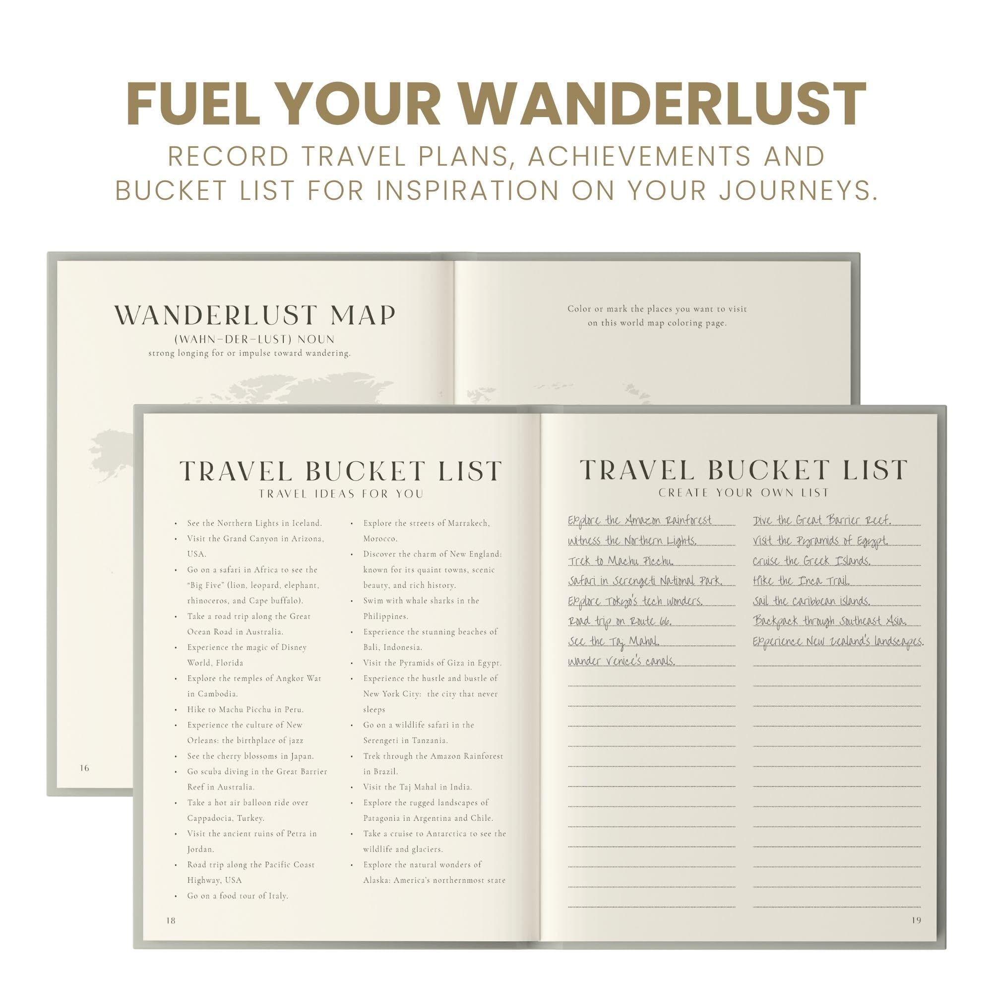 Inspired Ink Diario de viaje para mujeres y hombres, diario de viaje de 210 páginas, cuaderno de aventuras para viajeros, organizador de itinerarios y diario de recuerdos de viaje, regalo
